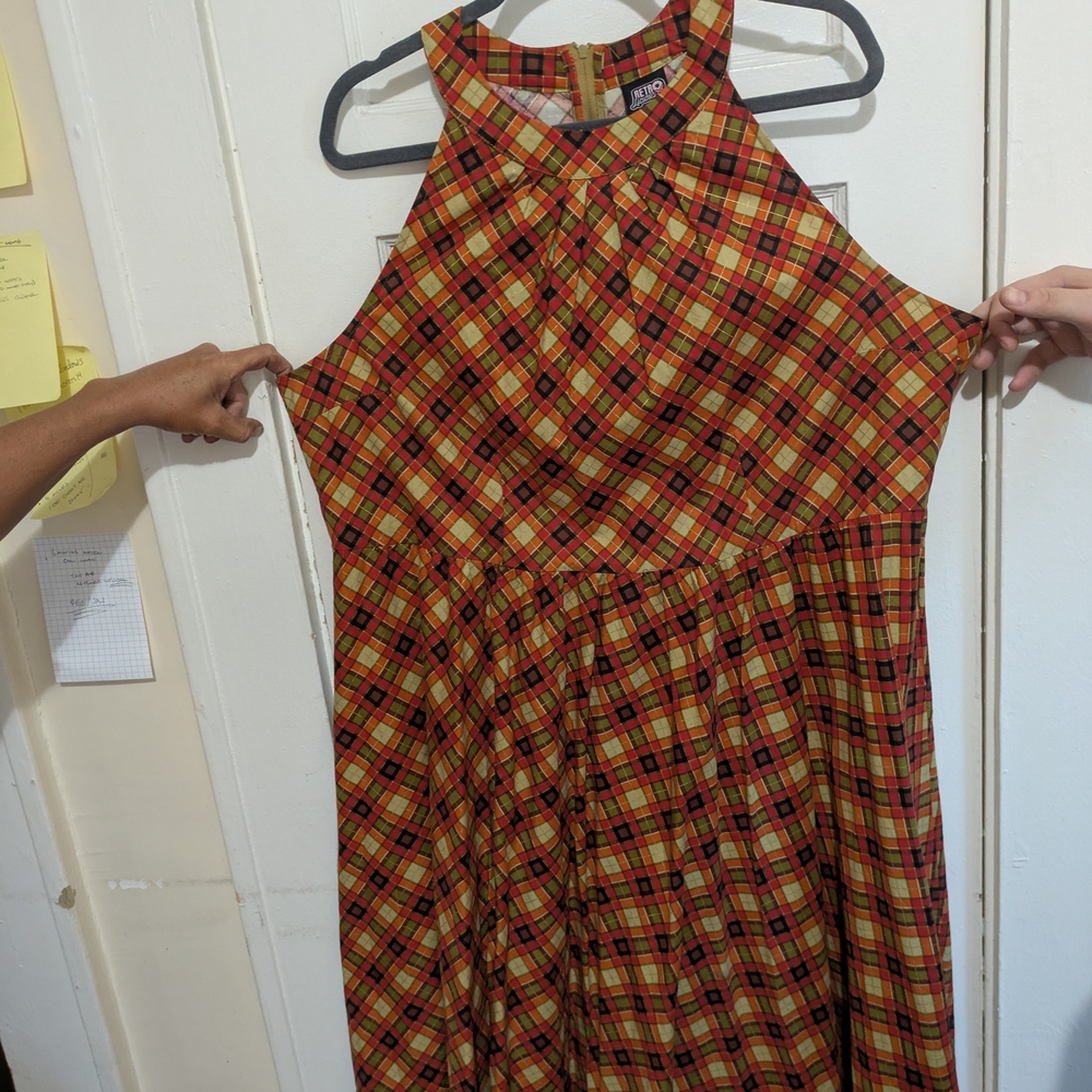 Retrolicious Multicolor Plaid Halter Dress